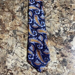 Paisley Patterned Tie in Blue and Orange